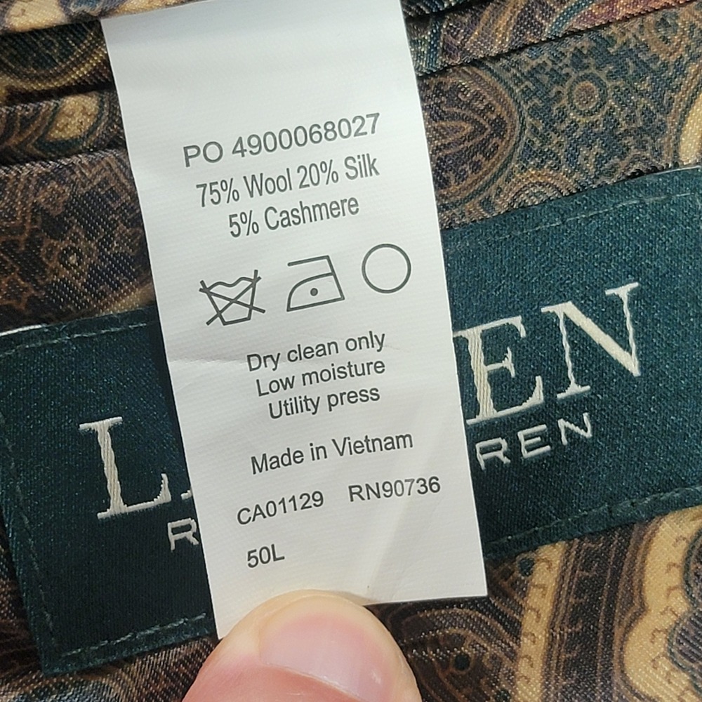 Lauren Ralph Lauren Blazer Wool Silk Cashmere Sport Coat Tan Classic Men's 50L - Picture 4 of 10